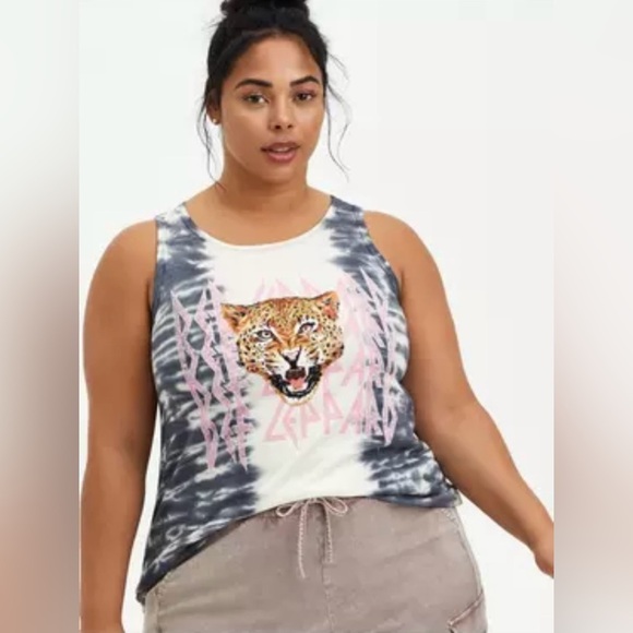 torrid Tops - Torrid Black and White Tie-Dye def leopard Tank Top
